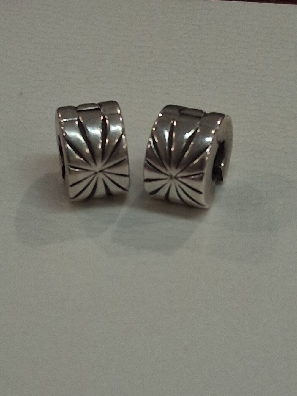 TWO Pandora Silver Sunburst Clip Charms